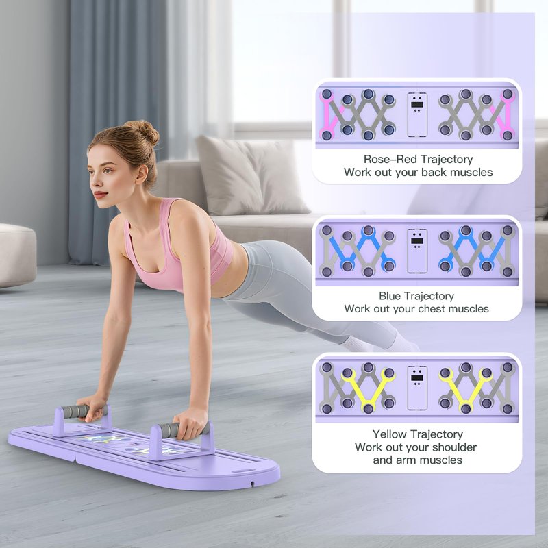 Lazolloa 7 in 1 Pilates Board, Portable Home Gym Equipment, Foldable Pilates Reformer Set with Timer, Mini Pilates Machine for Home Workout, Fitness, Exercise, Ab, Core, Purple