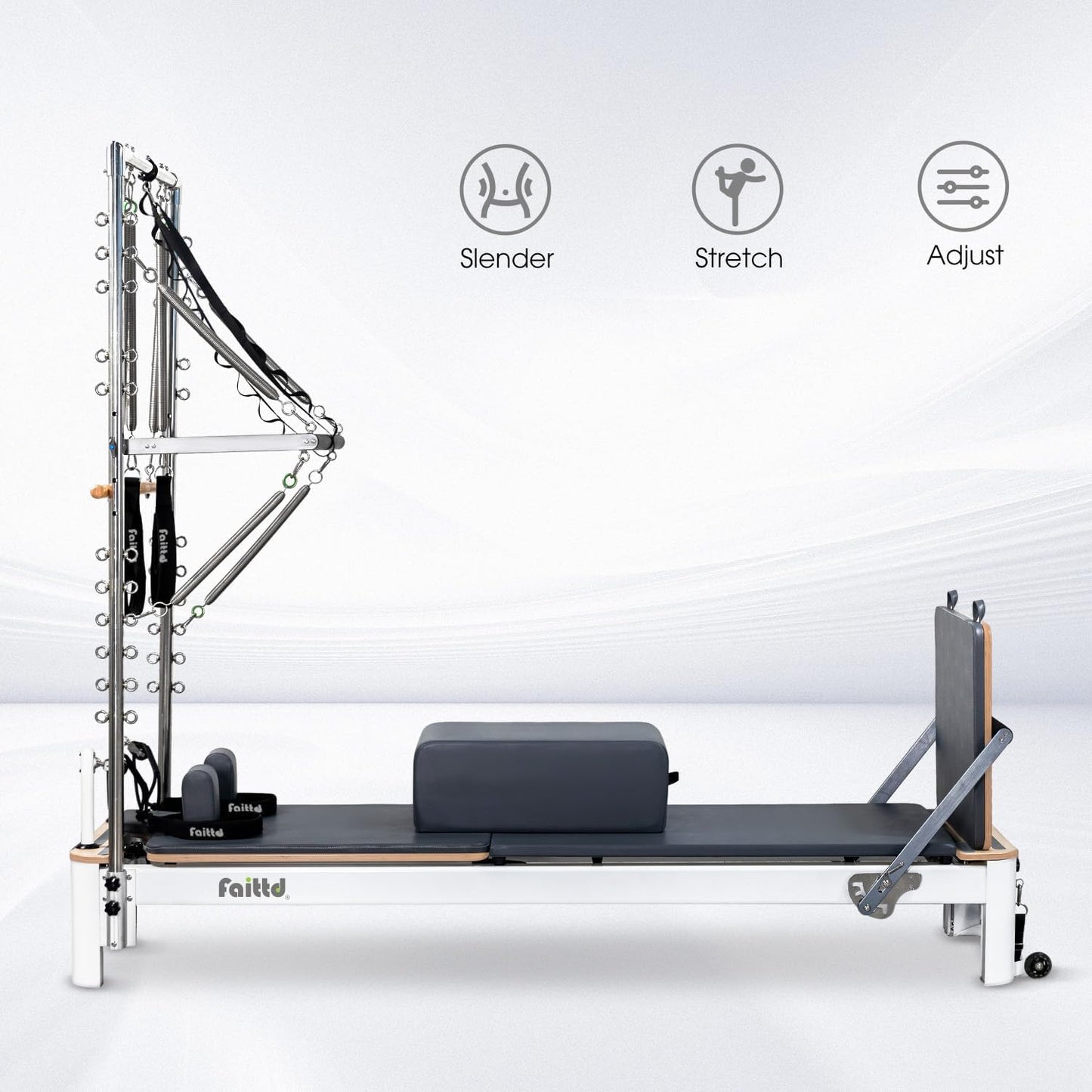 Faittd Aluminum Pilates Reformer with Tower,Pilates Reformer Equipment with Reformer Accessories, Reformer Box, Padded Jump Board, Reformer Pilates Machine for Home Workouts