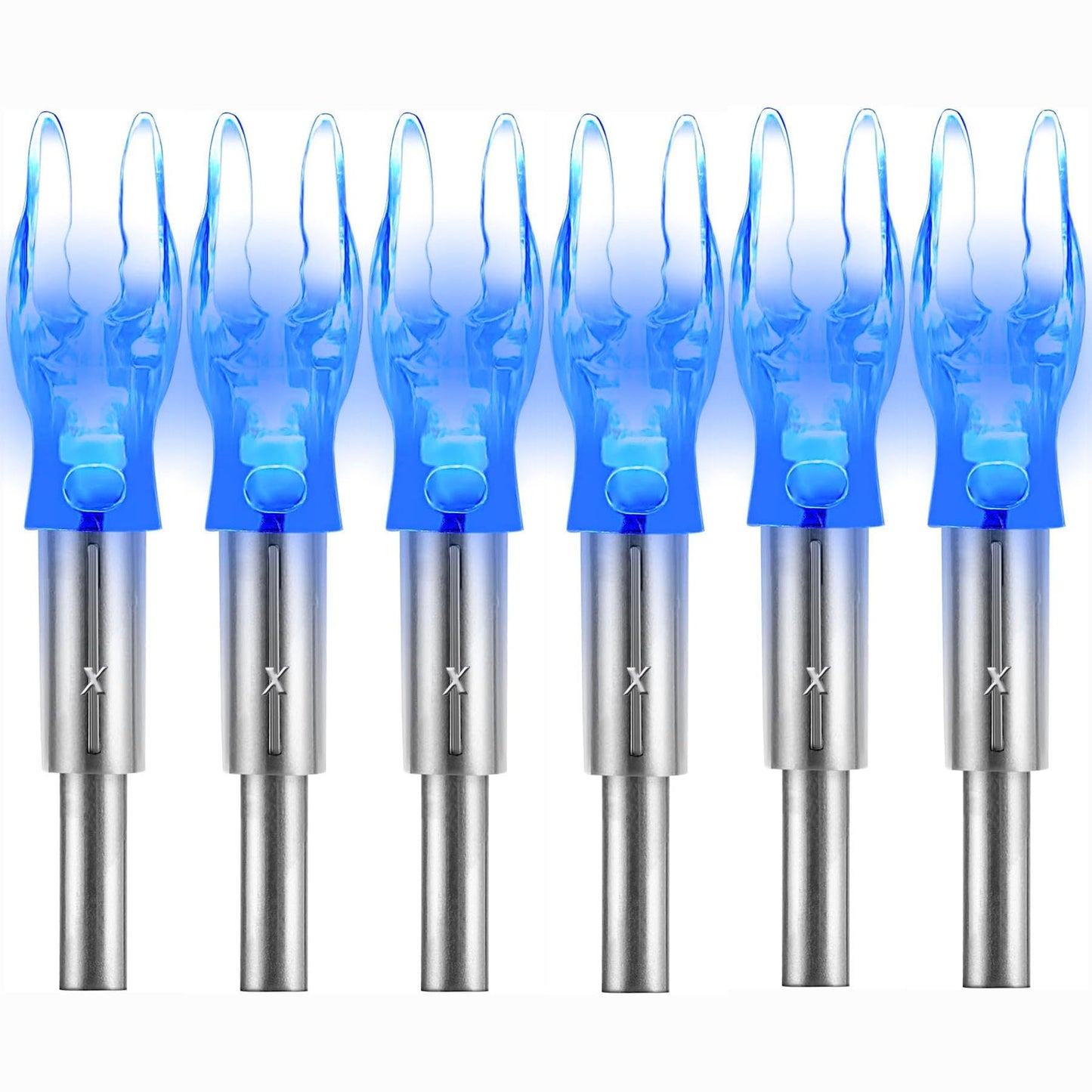KEAUP 6 Pack X Lighted Nocks for Arrows Universal X/5.2mm LED Lighted Knocks with .204 .233 .244 .246 Inside Diameter, Screwdriver Included