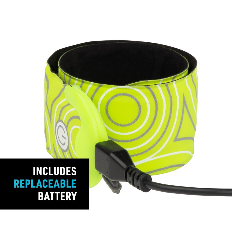 Nite Ize SlapLit Rechargeable LED Slap Wrap - Light-Up Slap Band for Wrists or Ankles - Wristband for Nighttime Visibility - Running, Biking, Hiking & More - Neon Yellow with Green LED