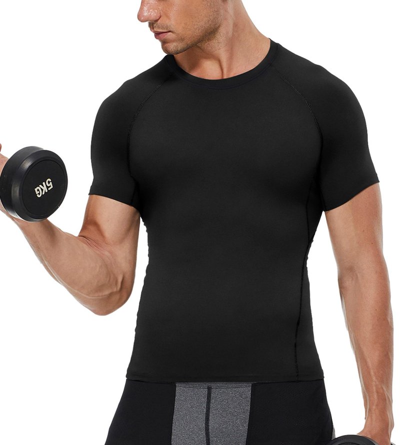 OVIYEGAIN 2 Pack Mens Short Sleeve Compression Shirt Athletic Sports Base Layer T-Shirts Workout Fitness Tops for Men