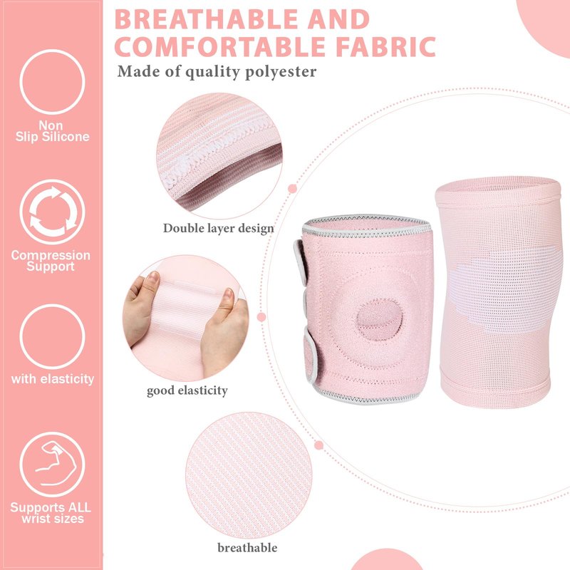 Relaxgiant 2 Pcs Kids Knee Brace, Youth Knee Compression Sleeve for Children Support for Boys Girls Basketball Volleyball Sports Gymnastics(Pink,Medium)