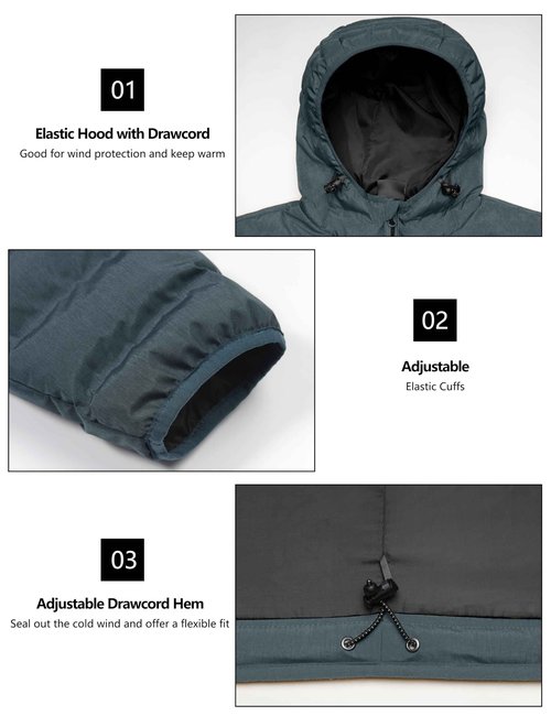 Little Donkey Andy Men's Down Jacket Windproof Warm Insulated Coat for Ski Snowboard Outdoor Dark Blue Heather XL