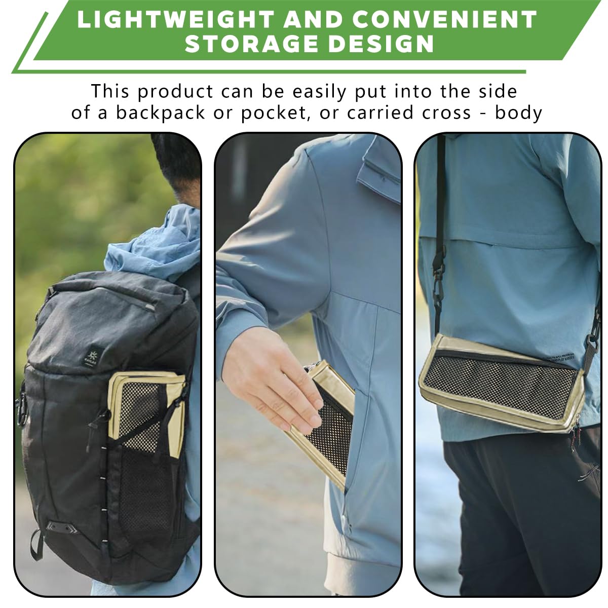 2-in-1 Collapsible Camping Stool & Sling Bag / 220LB Load Capacity Folding Portable Fishing Stool/Collapsible Stool for Camping, Hiking, Fishing, Gardening & Beach Outdoor Activities