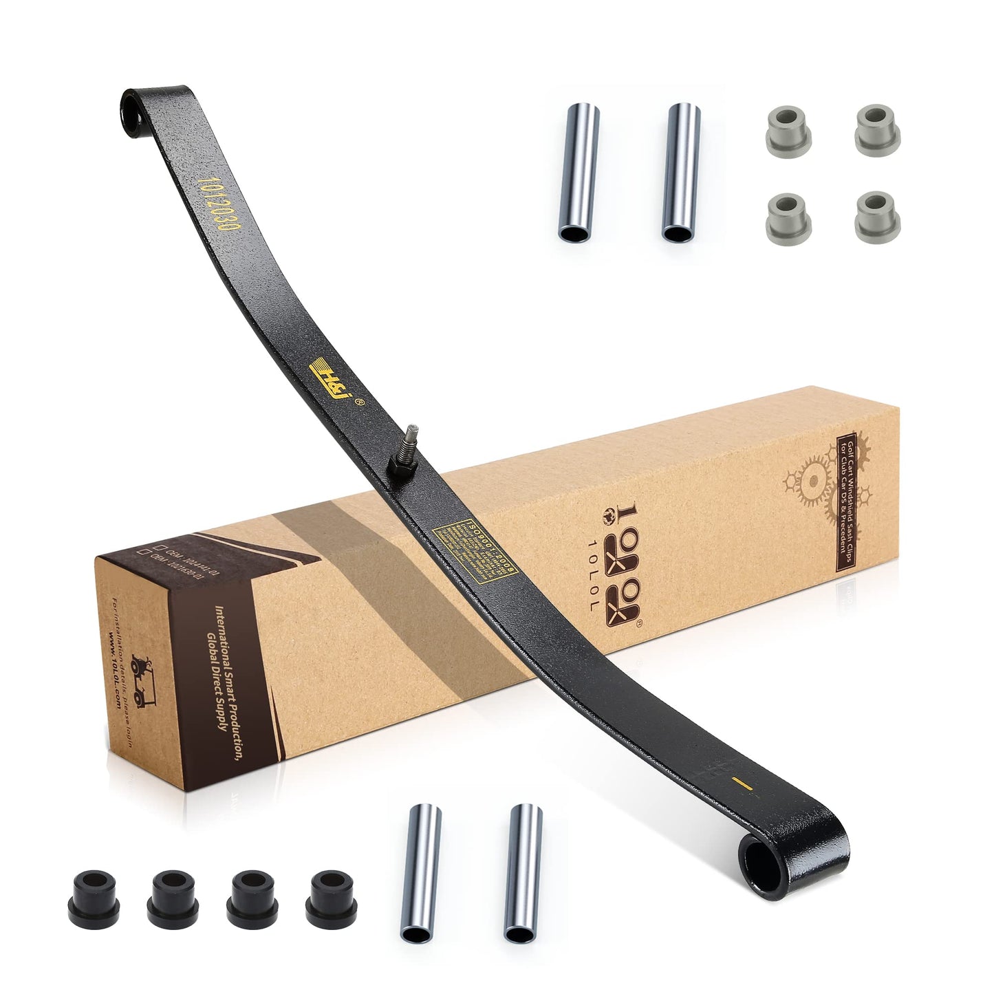 10L0L Golf Cart Front Leaf Spring Kit with Bushings & Sleeves for Club Car Precedent 2004-2008 & DS 1981-Up, Heavy Duty for Gas/Electric, OEM 1012030 1012322 1013867 1015108