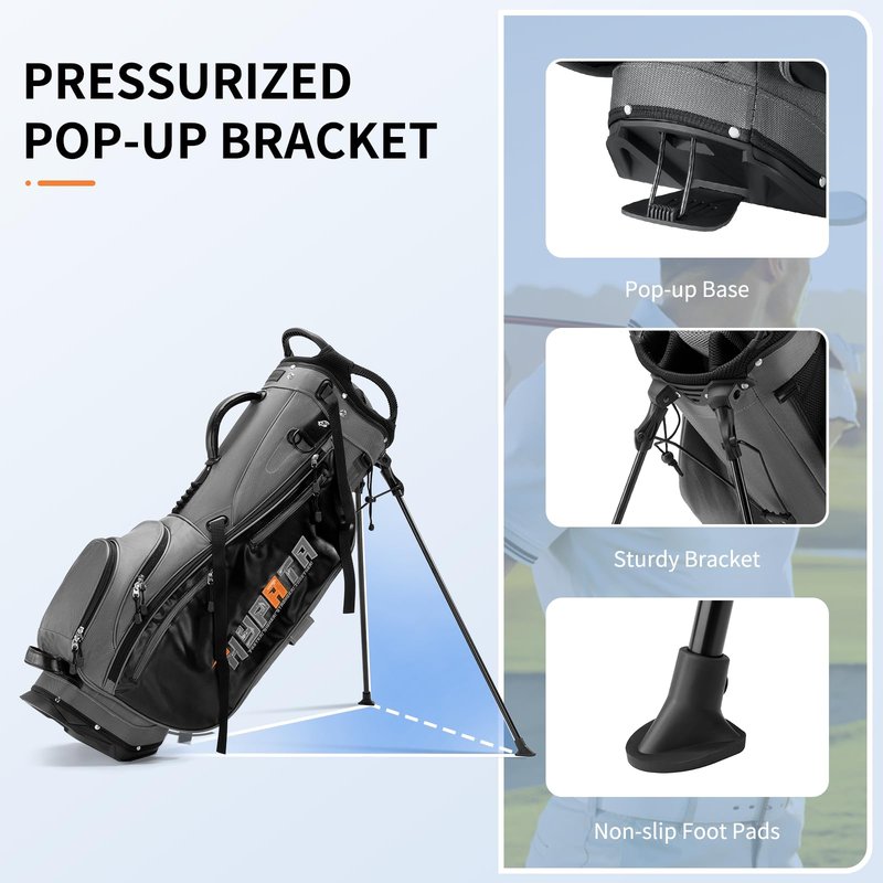 HYPATA 14 Way Golf Bags for Men, Lightweight Golf Stand Bag with 8 Pockets, Cooler Pouch, Rangefinder Pouch, Detachable Dual Strap, Rain Cover Hood