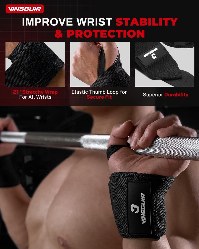 21'' Elastic Wrist Wraps for Weightlifting - Breathable Gym Support with Thumb Loop | Unisex Pair