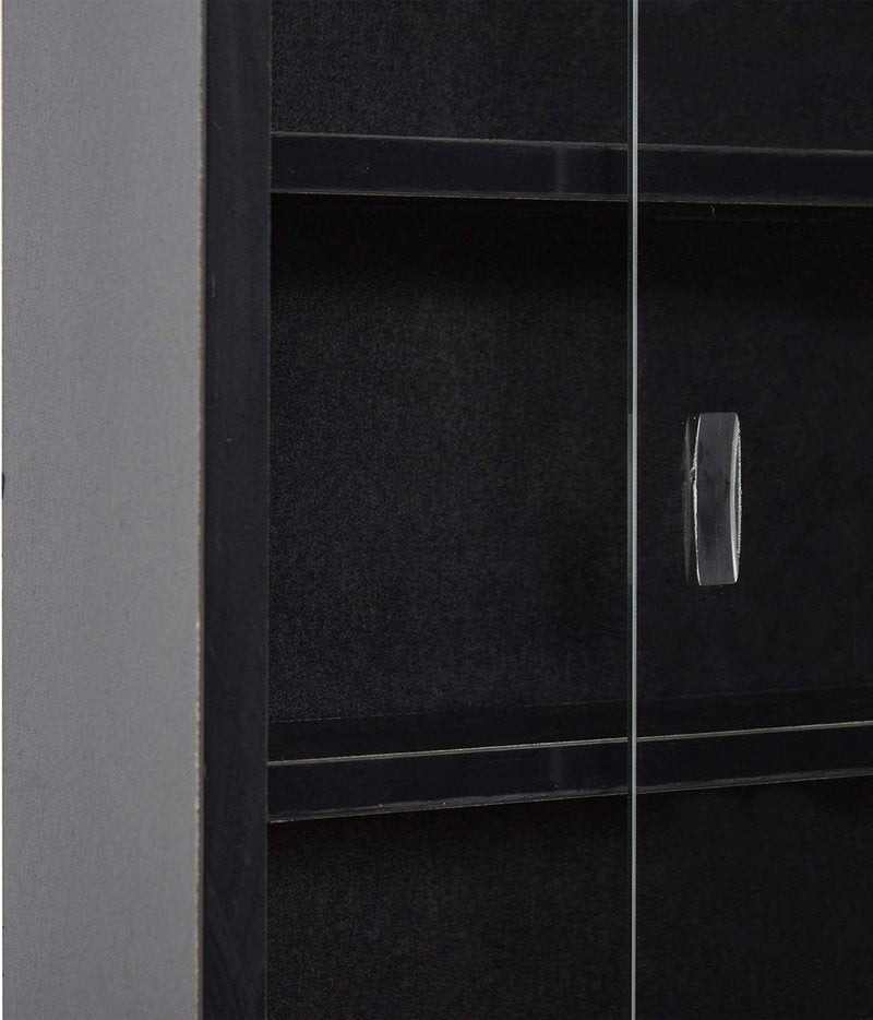 5-Tier Display Cabinet - Glass Door Design with Adjustable Shelves | Wall-Mounted for Playroom or Bedroom - Black