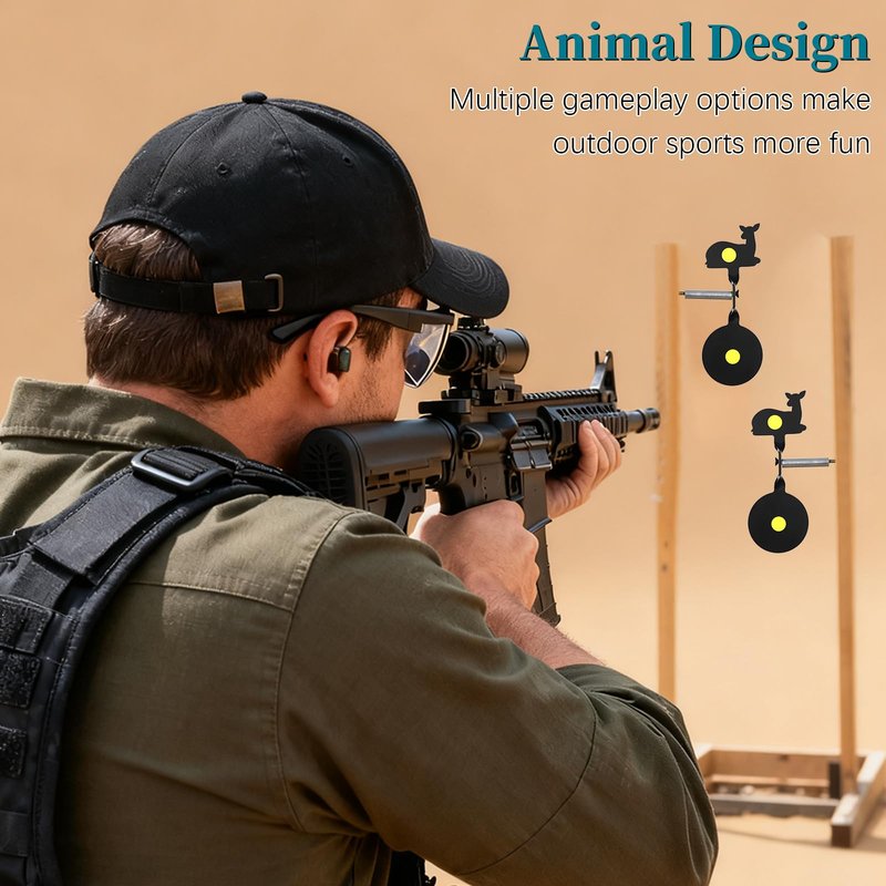 2-Pack Spinner Shooting Targets Auto Reset Steel Resetting Gun Target Heavy Metal Steel Spinning Target for Shooting (Deer)