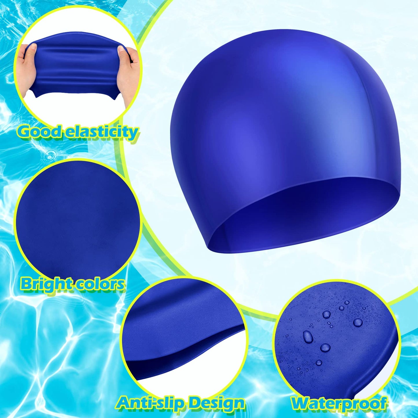 3 Pcs Swim Cap Kids Waterproof Silicone Swimming Caps for Girls Boys Adults Over 5 Years Old Pool Swim Hat for Toddler Children and Adults(Stylish Color)