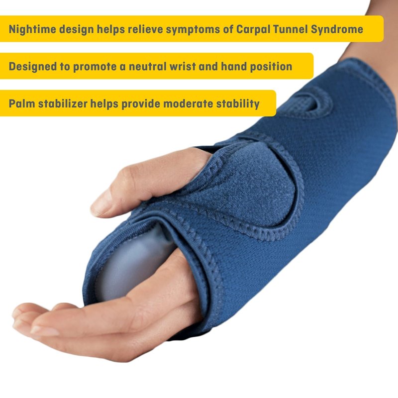 Futuro Night Wrist Sleep Support Brace, Adjustable Nighttime Splint for Carpal Tunnel Relief, Cushioned Beads and Removable Stabilizer, Fits Left or Right Hand (2-Pack)