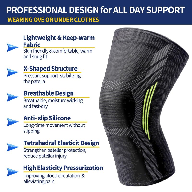 Knee Brace for Women & Men - UFITVELL 2 Packs knee compression sleeve for Knee Pain, Ideal for Gym, Running, Basketball, volleyball, Yoga, Support Meniscus Tear, swelling & Arthritis Pain Relief -