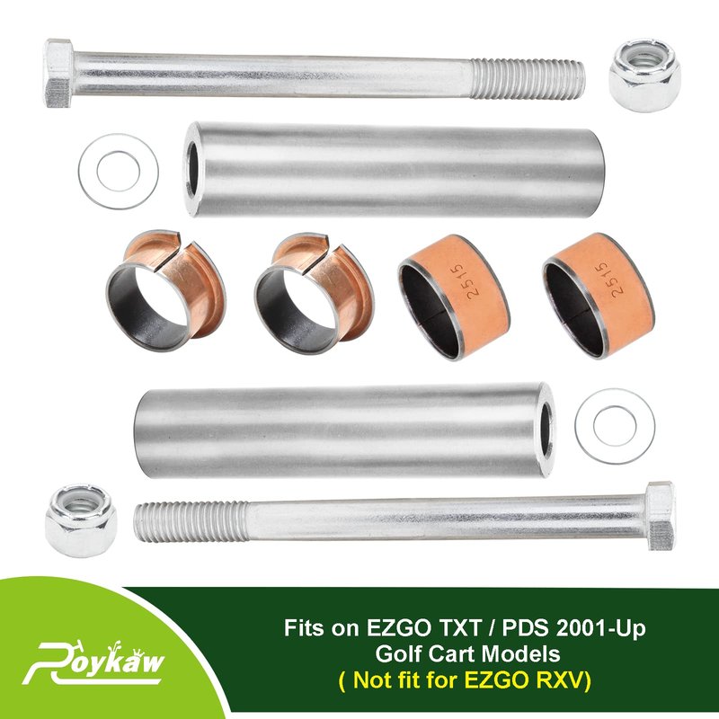 Roykaw EZGO TXT/PDS Kingpin Spindle Bushing Kit for 2001-Up Golf Cart Models, Replaces OEM # 70648-G01, 70745-G01, 614034