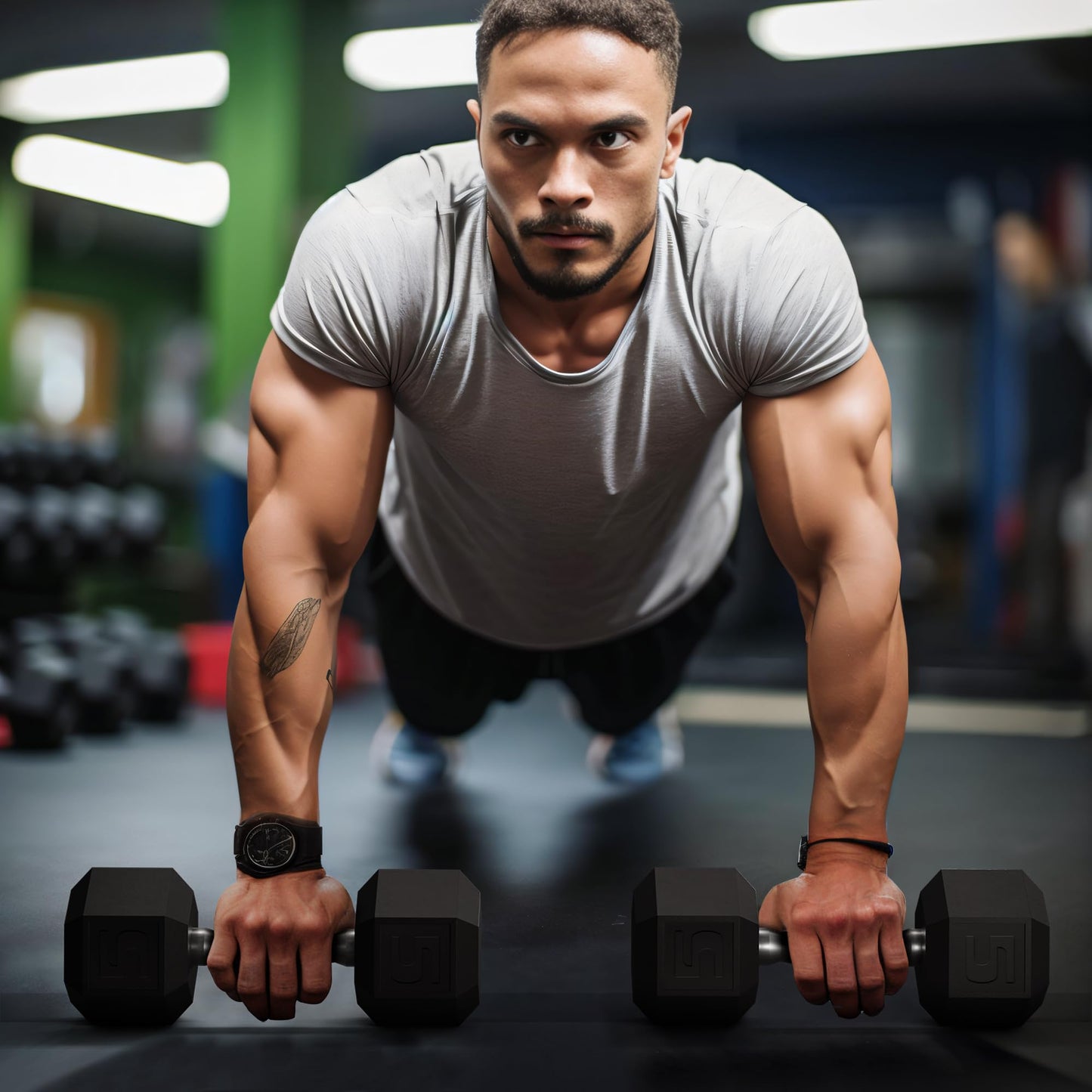 GRETERST Hex Dumbbells Set Rubber Coated Hand Weights Exercise & Fitness for Home Gym Workouts Weight Strength Training, Set of 2, Black, 5LB