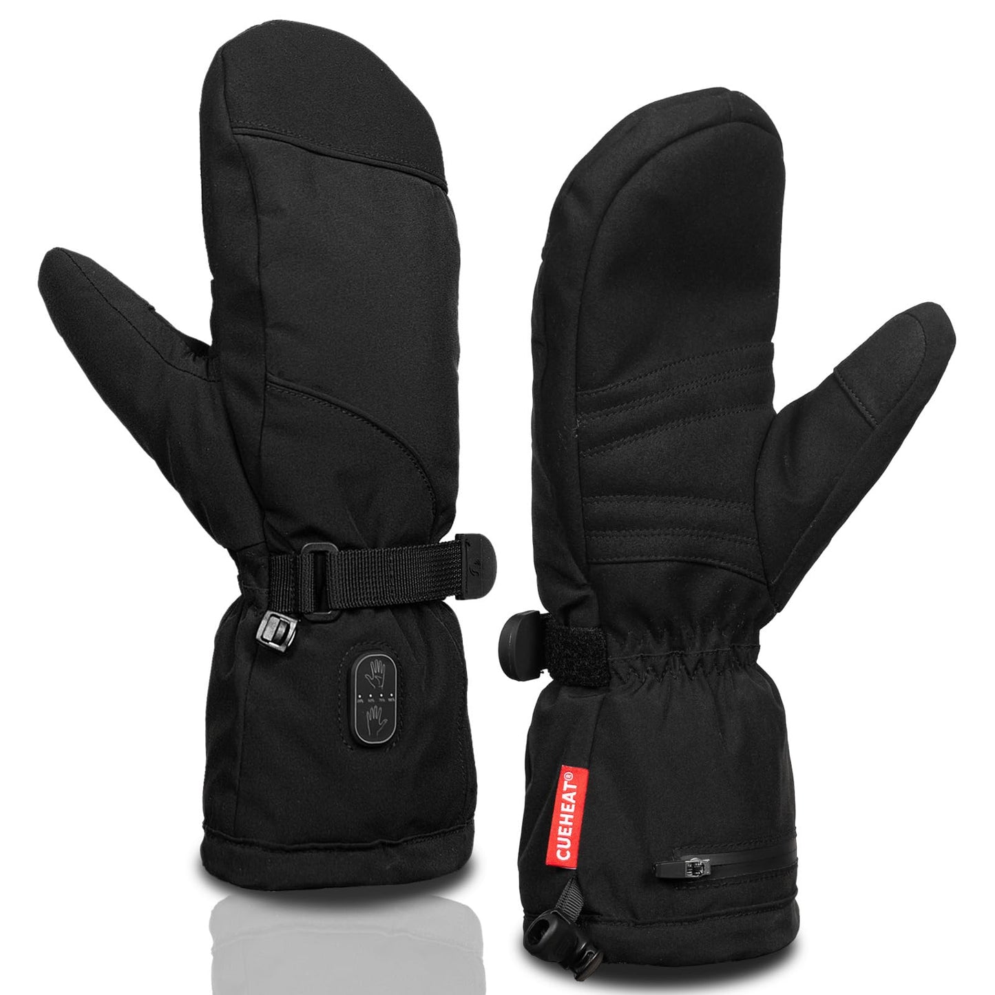CUEHEAT Heated Mittens, Palm & Back Double Heating, Winter Outdoor Windproof Warm Thick Gloves, Battery-Powered Hand Warmer (CH04, Small)