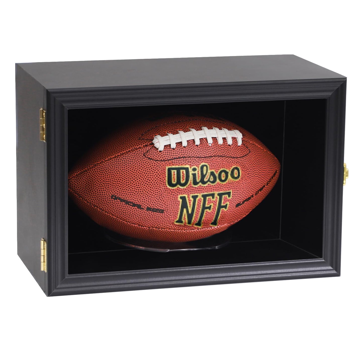 COMSREV Football Display Case Wall Mount Full Size Wooden Acrylic Black