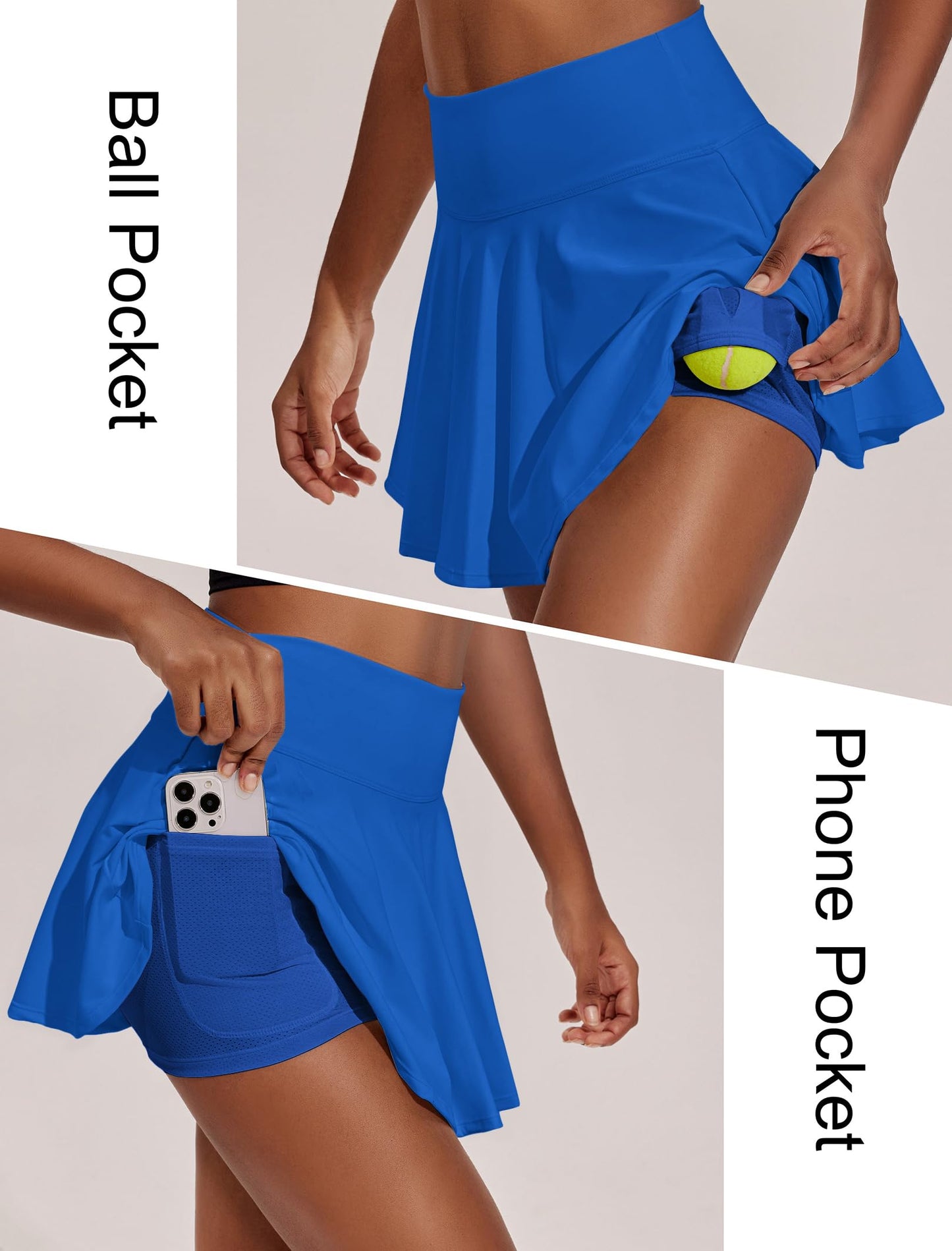 PINSPARK Golf Skorts for Women with Pockets Pleated Tennis Skirt Tummy Control Lightweight Pickleball Outfits, Royal Blue XXL