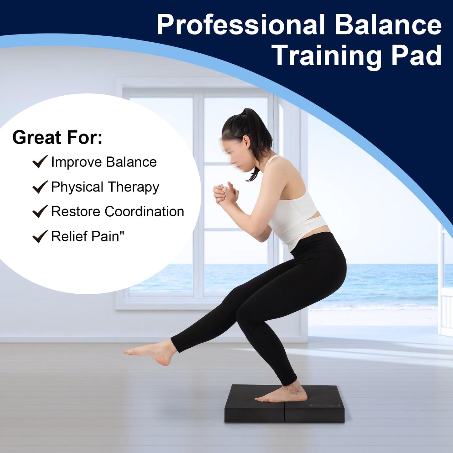 StrongTek 2-in-1 Non-Slip Balance Pad - High-Density Foam Cushion, Supportive Exercise Mat & Knee Pad for Core Training, Yoga, Pilates, Physical Therapy, Stability Training, Stretching, and Rehab