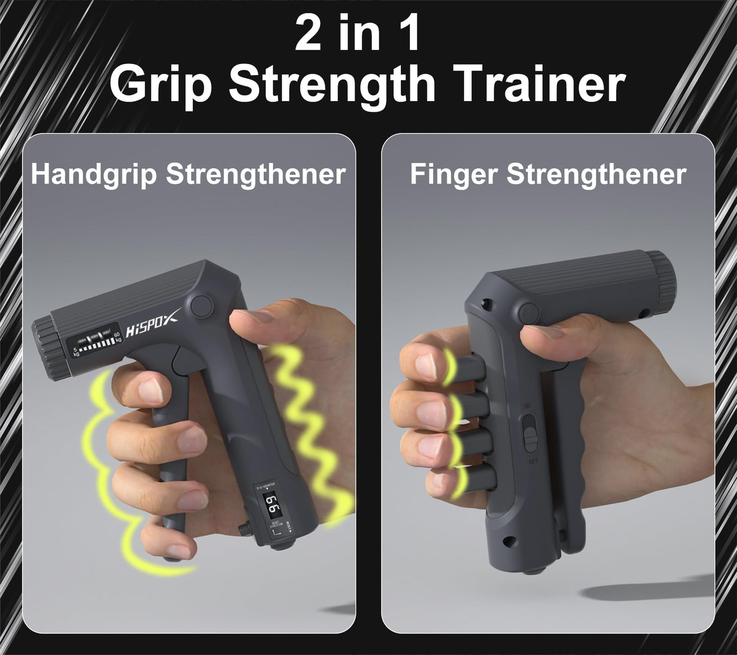 Grip Strength Trainer with Finger Exerciser, Adjustable Resistance, Forearm Strengthener Hand Gripper with Counting,Dark Grey