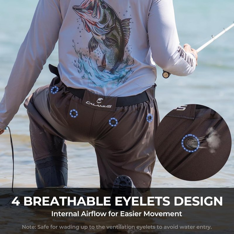 Calamus WaveWalker Waist Waders for Men - 100% Waterproof RipShield Fabric, Slip-Resistant Boots | Comfortable Moisture-Wicking Insoles