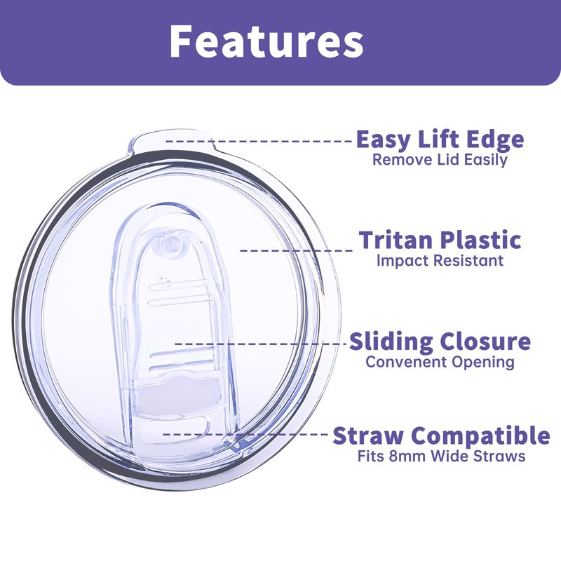 12 oz Press-in replacement lid - Compatible with swig12，18，22 oz Tumbler lid. Pack of 2.(Included 1 straws and 1 Straw brush)