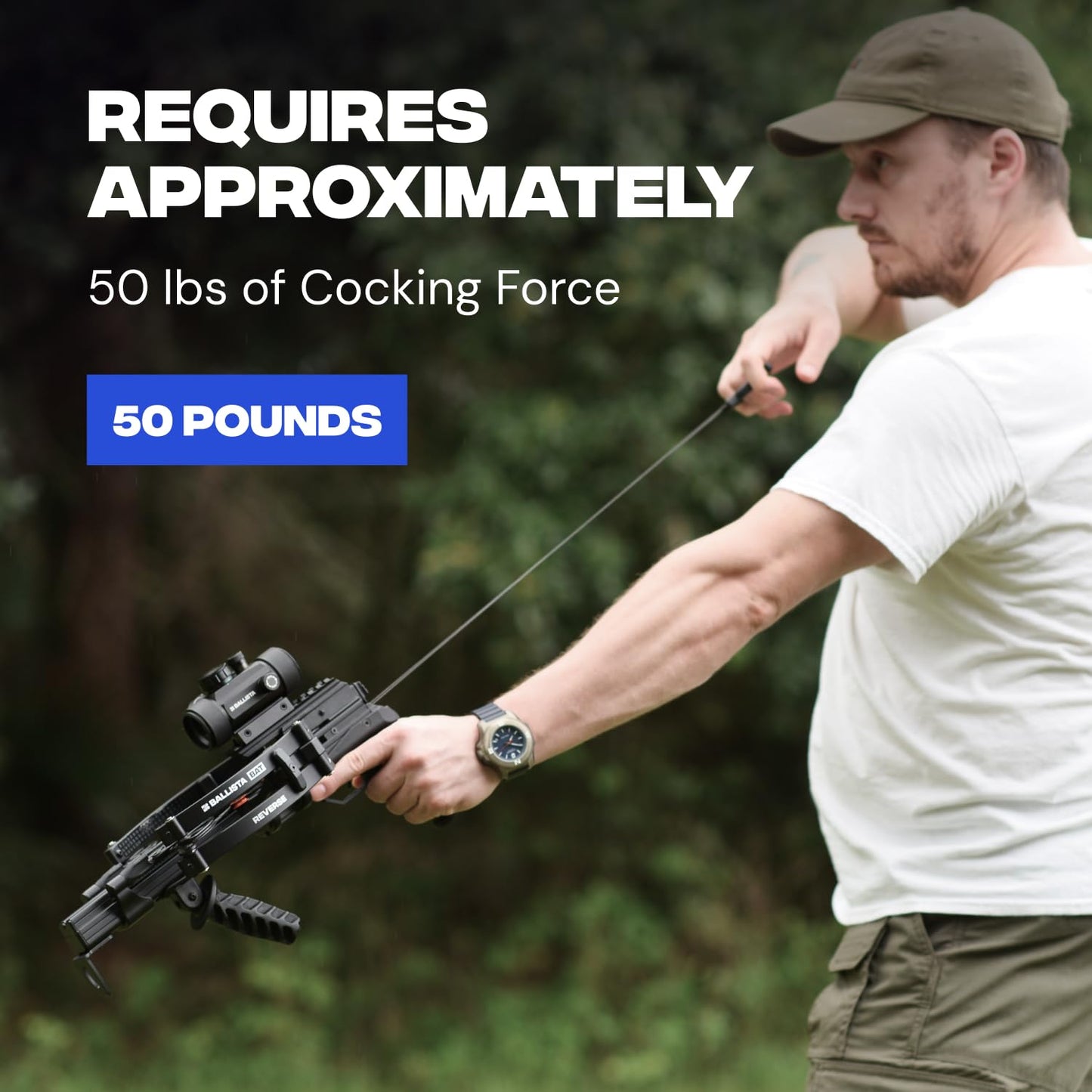 BALLISTA BAT Reverse Draw Compound Crossbow with L-Buttstock for Hunting, Bowfishing and Target Shooting – 340 FPS, 150 lb Draw Weight, Lightweight 4 lb Design