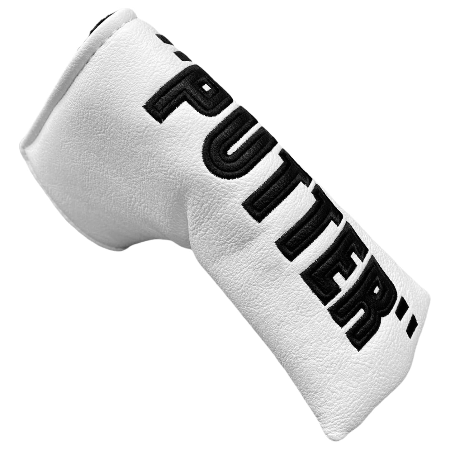 Golf Blade Putter Head Cover Headcover Magnetic Letter Putter Golf Headcover - White Synthetic Leather Putter Cover Gifts for Men Golfers