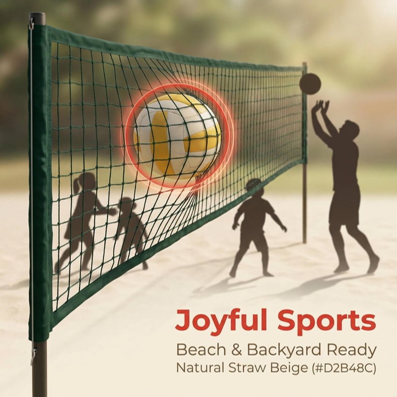 Portable Badminton Net - Outdoor Volleyball Net for Backyard and Beach, Professional Tennis Net for Tennis, Soccer Tennis, , Kids Volleyball - 6.5x0.5m(Green)