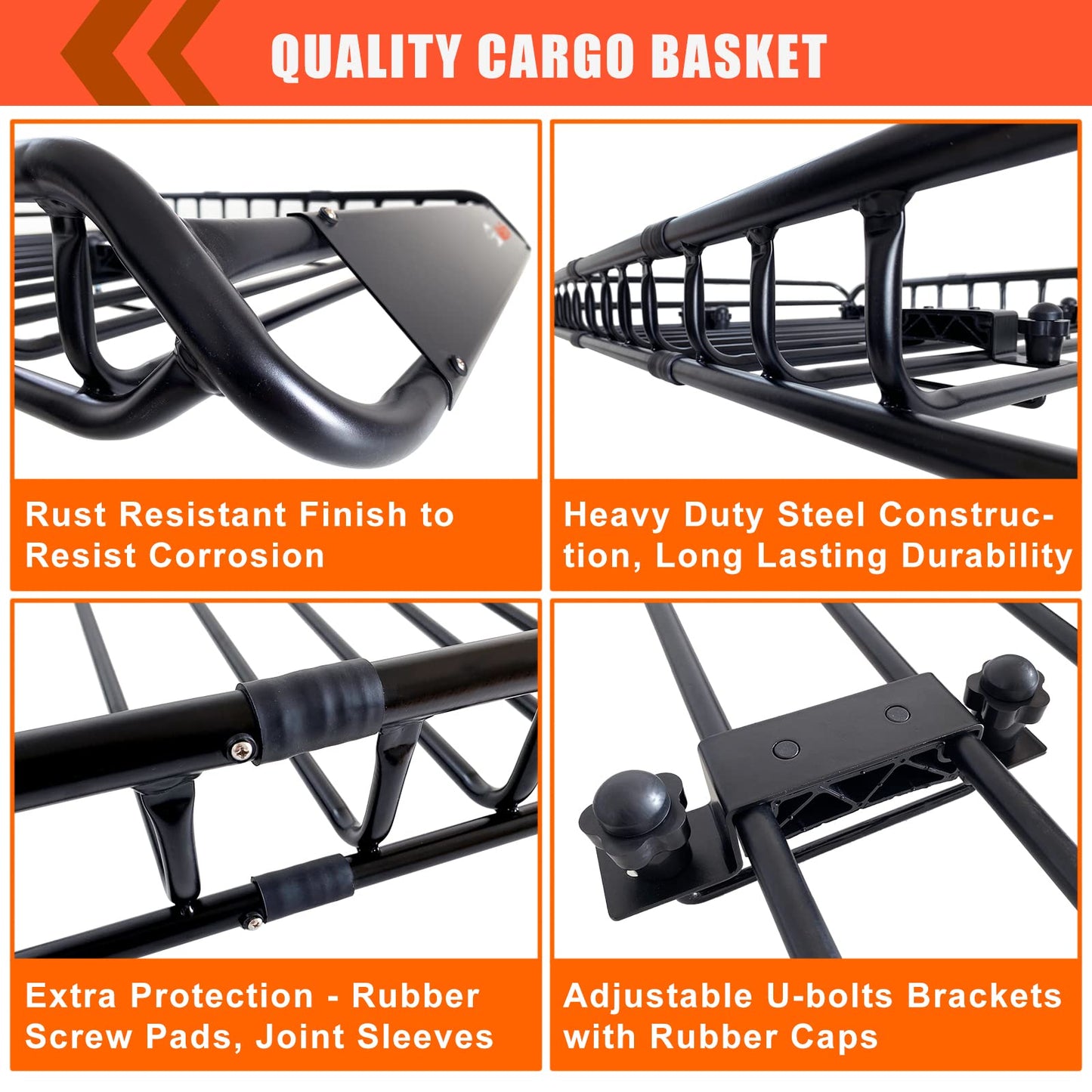 MeeFar Roof Rack Carrier Basket Universal Rooftop 51" X 36" X 5" + Waterproof Bag 15 Cubic Feet (44" 34" 17"), and Cargo Net with Attachment Hooks, Ratchet Straps