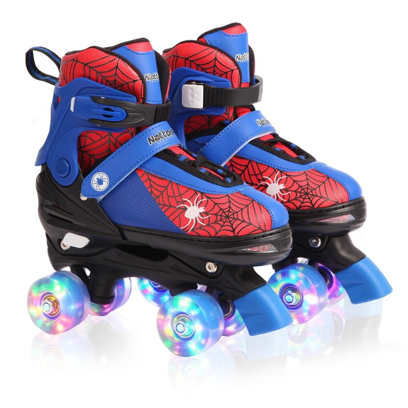 Nattork Kids Roller Skates for Boys Girls, 4 Sizes Adjustable Quad Skates with Light up Wheels,Birthday Gift for Boys Kids Beginners Indoor Outdoor Blue S