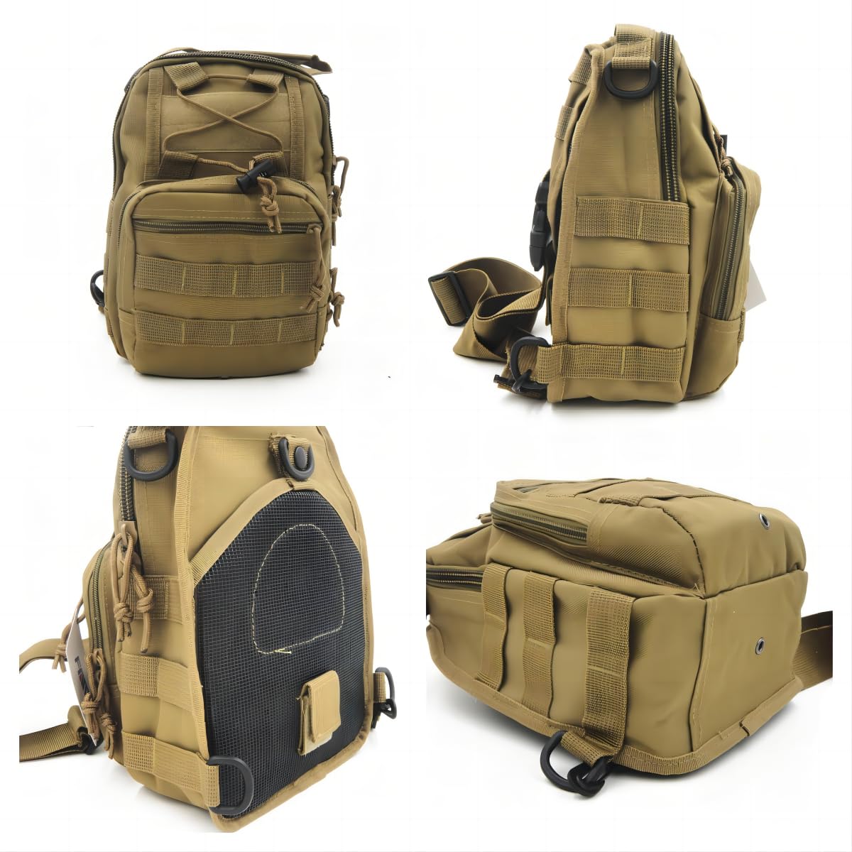 FAMI Outdoor Tactical Bag Backpack, Military Sport Bag Pack Sling Shoulder Backpack Tactical Satchel for Every Day Carry-Tan