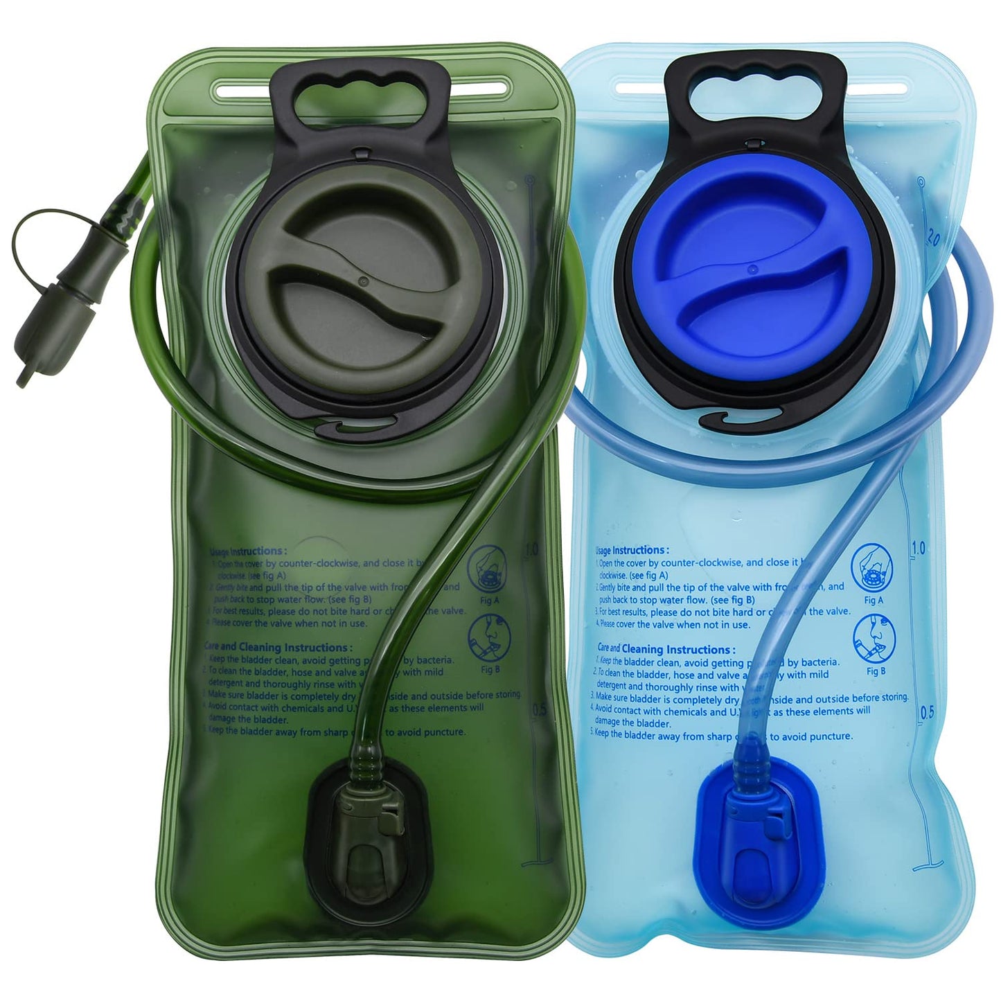 Mdvora 1/2/4/8 Pack Hydration Bladder, 1.5L/2L/2.5L/3L Water Reservoir, Leakproof Water Bladder Hydration Pack, Large Opening Water Storage Bladder Bag, for Cycling Hiking Camping (2L,2 Pack)