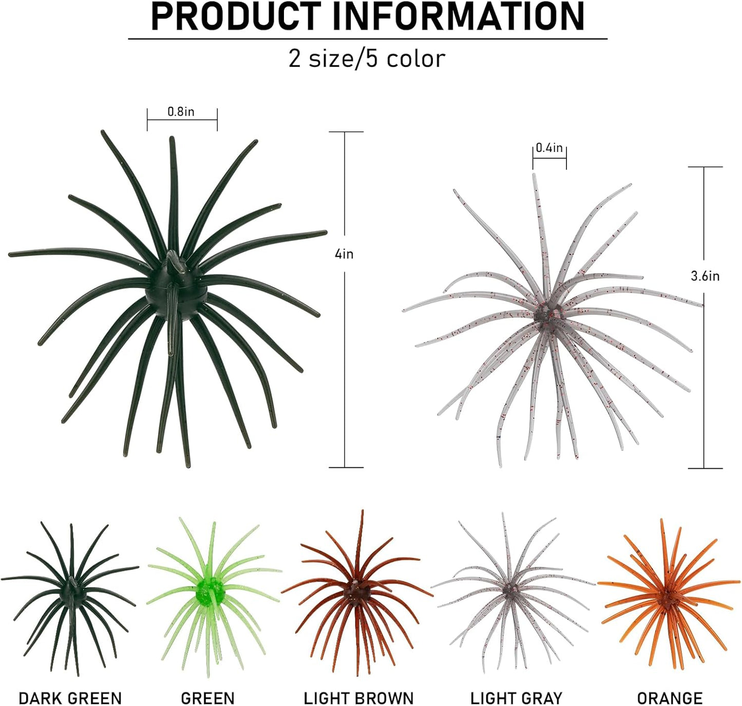 QualyQualy Sea Urchin Soft Lure - Durable Tentacle Fishing Bait for Bass, Pike & Trout | TPE Material