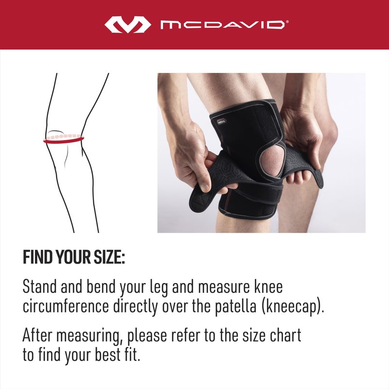 McDavid MD4201 Versatile Knee Wrap with Stays, Large, Black