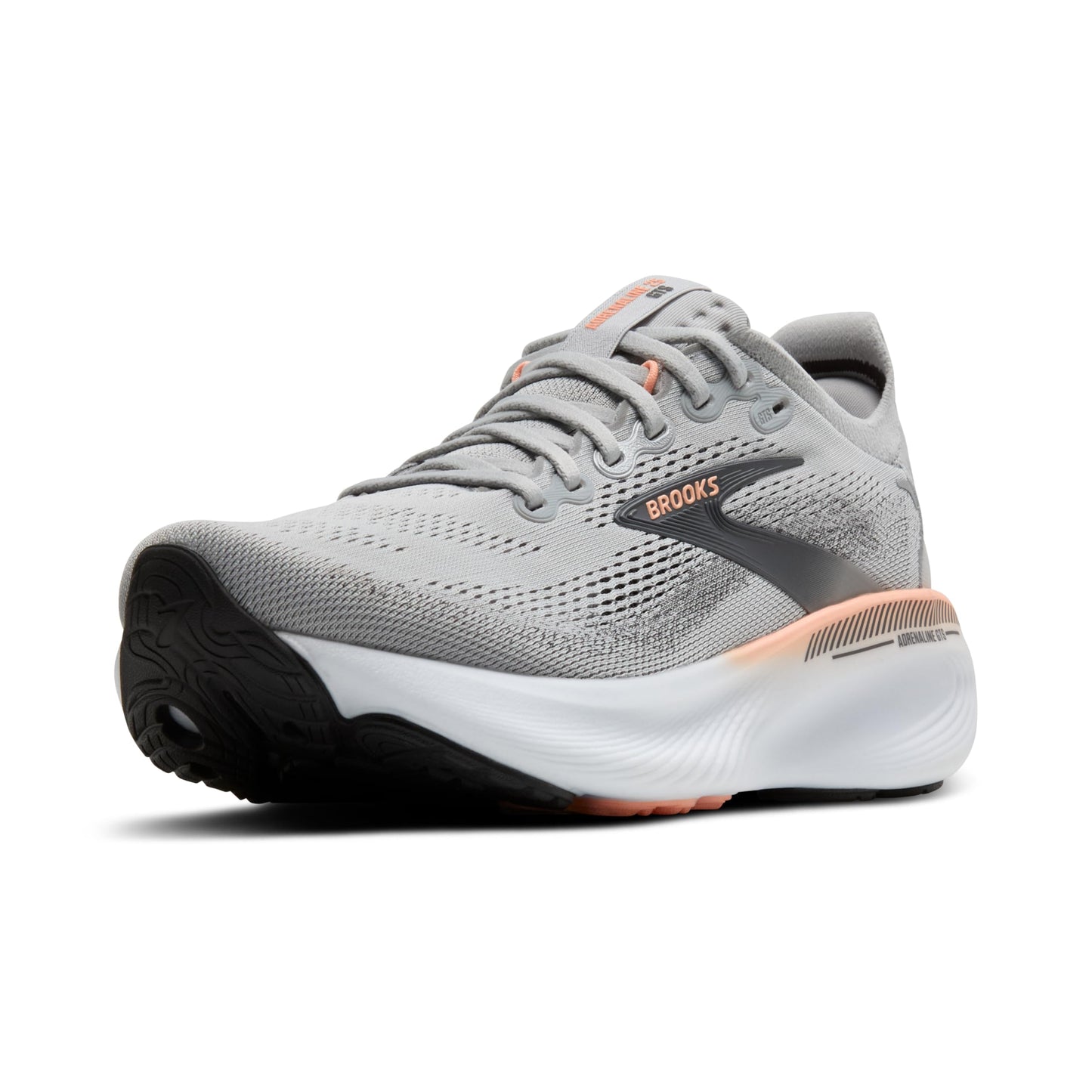Brooks Women’s Adrenaline GTS 25 Supportive Running & Walking Shoe - Grey/Blackened Pearl/Coral - 5.5 Wide