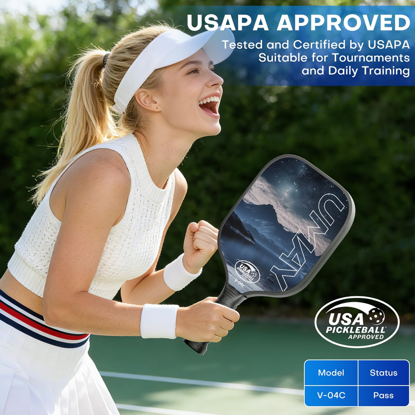 USAPA Approved Tournament-Grade Pickleball Paddle with PP Honeycomb Core for Precision Control, Enhanced Spin & Power, Lightweight Pickleball Set with Cover & Overgrip for Men Women Beginners