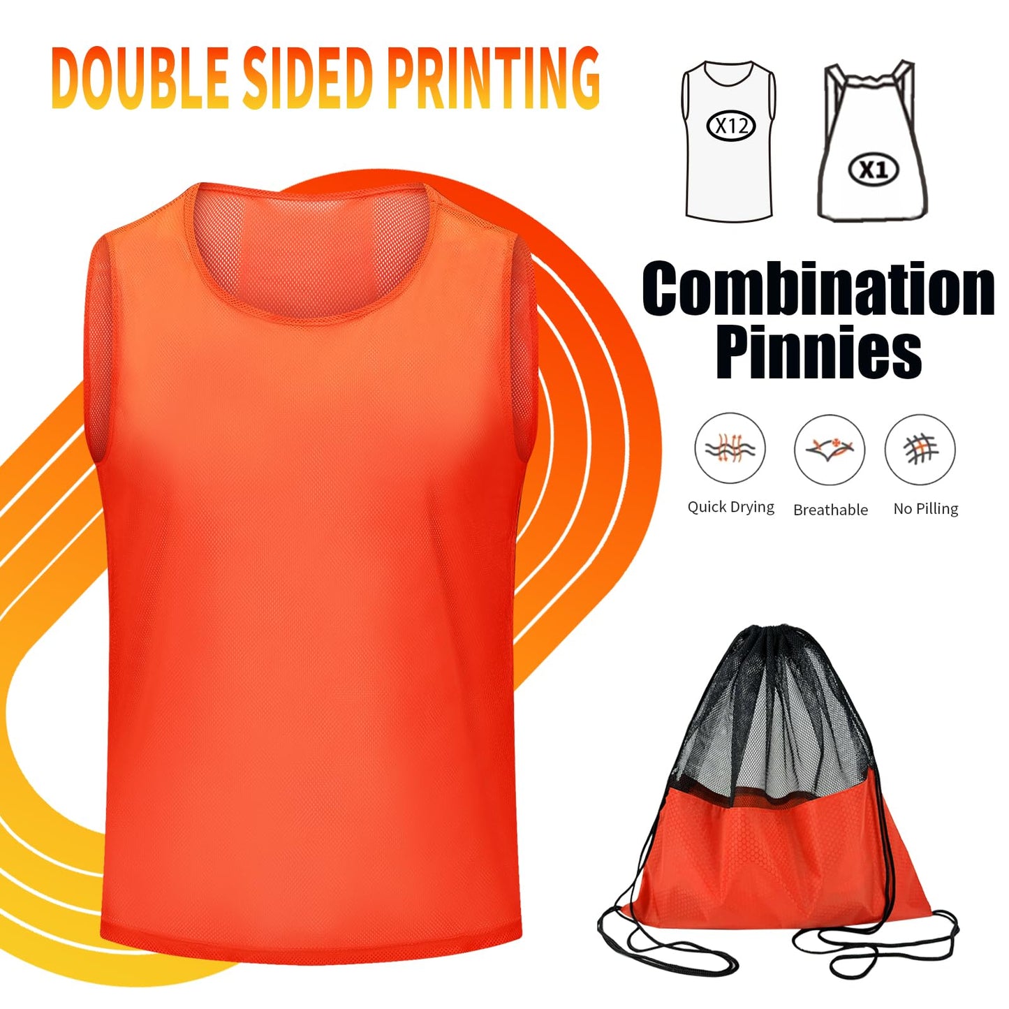 Antoyo Soccer Pinnies Youth with Numbers Scrimmage Team Pinnies Practice Vests Pinnies Jerseys for Basketball Soccer Football Bibs for Youth Adult