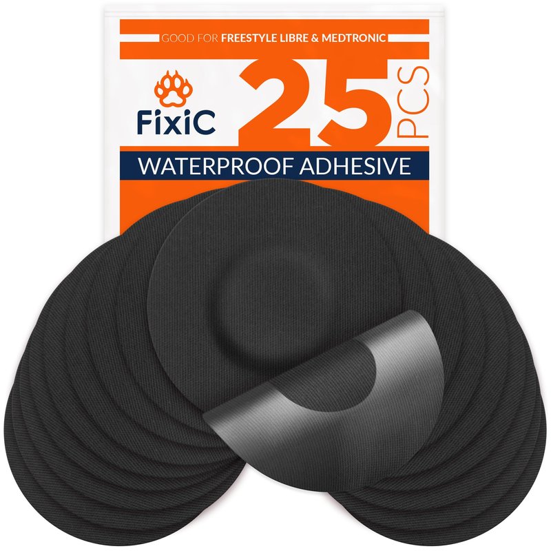 Fixic Libre 3 Sensor Covers - 25 Pack - Perfect Freestyle Adhesive Patches for Libre 3 & Plus Sensors - No Glue in the Center - Pre-Cut Back Paper - The Best Fixation for Your Sensor! (Upgraded, Tan)