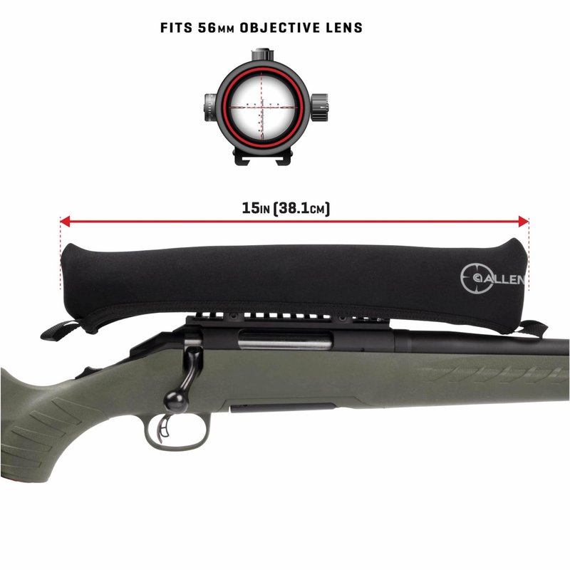 Allen Company Peak Neoprene Scope Cover, Large – Fits Scopes up to 15″ with 56mm Lenses – Cushioned Neoprene Protection with Pull Tab