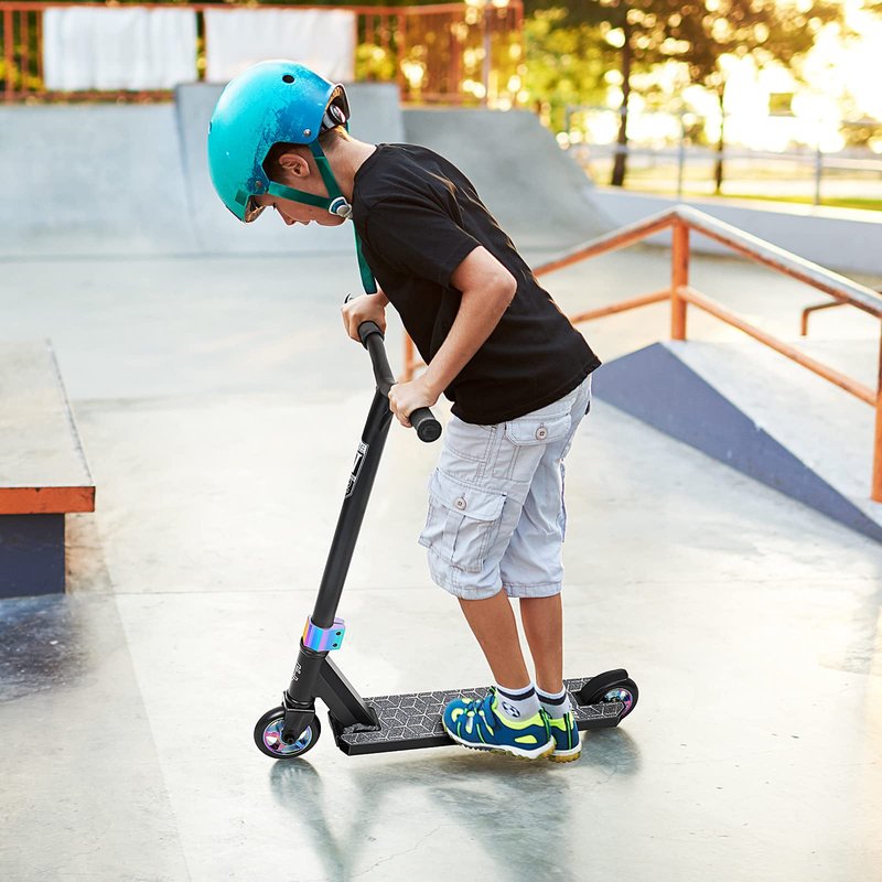 V2 Pro Trick Scooters, Stunt Scooter for Kids Ages 6-12 Years and Teens - Complete Beginner and Intermediate Freestyle BMX Scooter (Neo)
