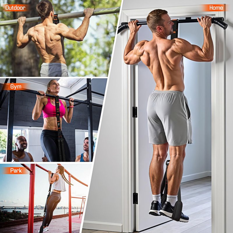 KRNIUC Pull Up Assistance Bands, Resistance Bands with Handles, Heavy Duty Pull Up Bands for Home Gym, Height Adjustable Chin Up Bar Assist Bands for Arm, Back, Strength Training Workout Equipment