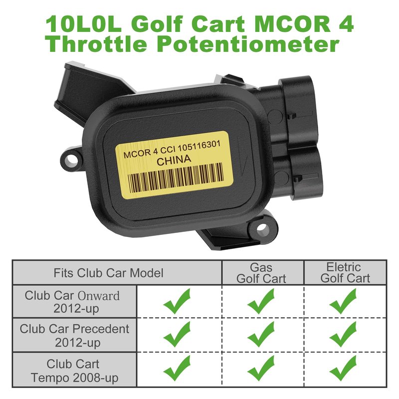 10L0L Golf Cart MCOR 4 Conversion Throttle Potentiometer Compatible with Club Car Precedent/Carryall/Tempo/Onward 2012-up Golf Cart Replaces 105116301, 103850401(MCOR 3)