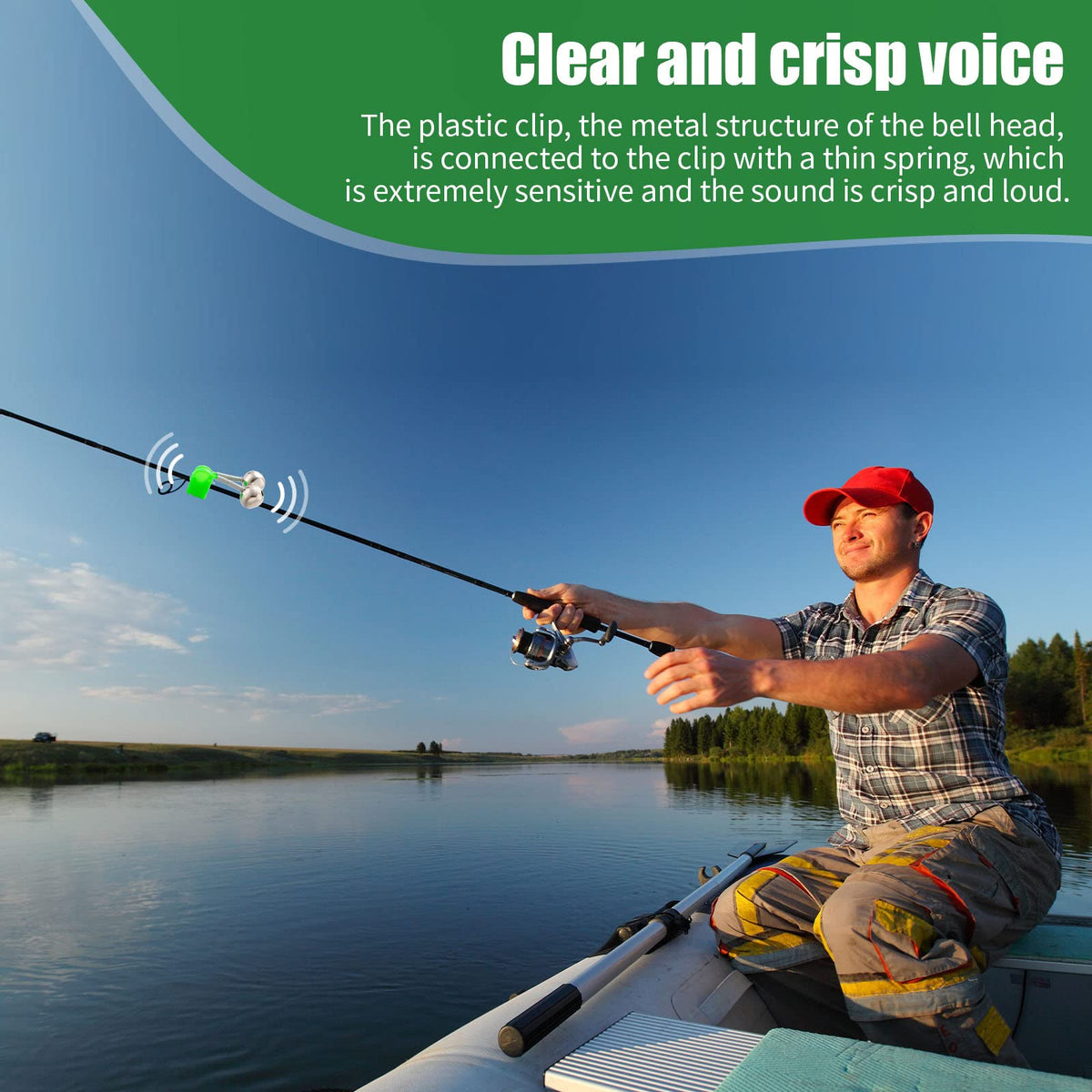 Honoson 200 Pcs Plastic Fishing Bells Clip on Fishing Rod Alarm Bell Fish Bite Alarm Fishing Bite Indicators with Dual Alert Bells