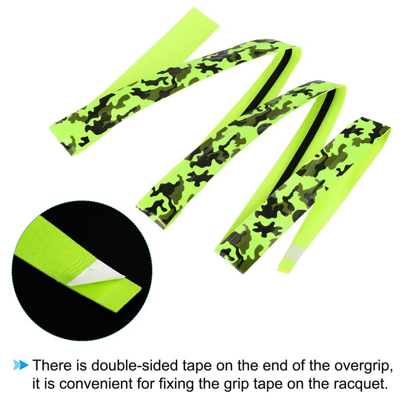 PATIKIL Racket Overgrip with Damping Ridges, 2 Pack PU Grip Tape Non-Slip Absorbent Camo Pattern for Tennis Badminton Fishing Rod, Green