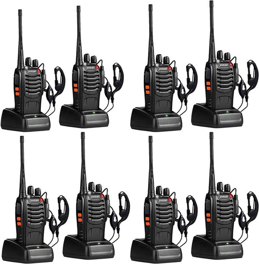Two Way Radios Long Range - Rechargeable Walkie Talkies with Headphones & Flashlight | 16 Channels, 8 Pack