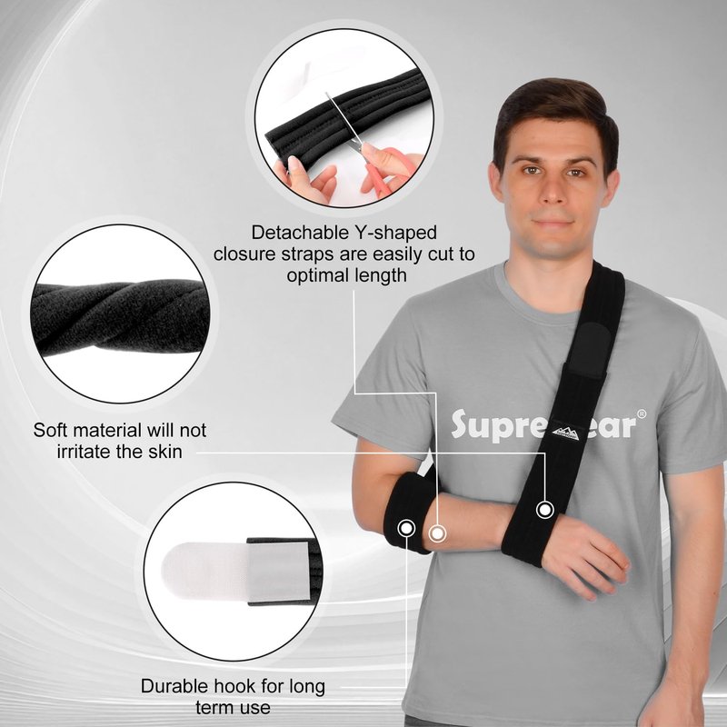 supregear Arm Sling, Adjustable Arm Support Strap, Lightweight Shoulder Immobilizer for Injured Elbow, Broken Collarbone, Torn Rotator Cuff, Dislocation or AC Separation, Left Right, Men Women
