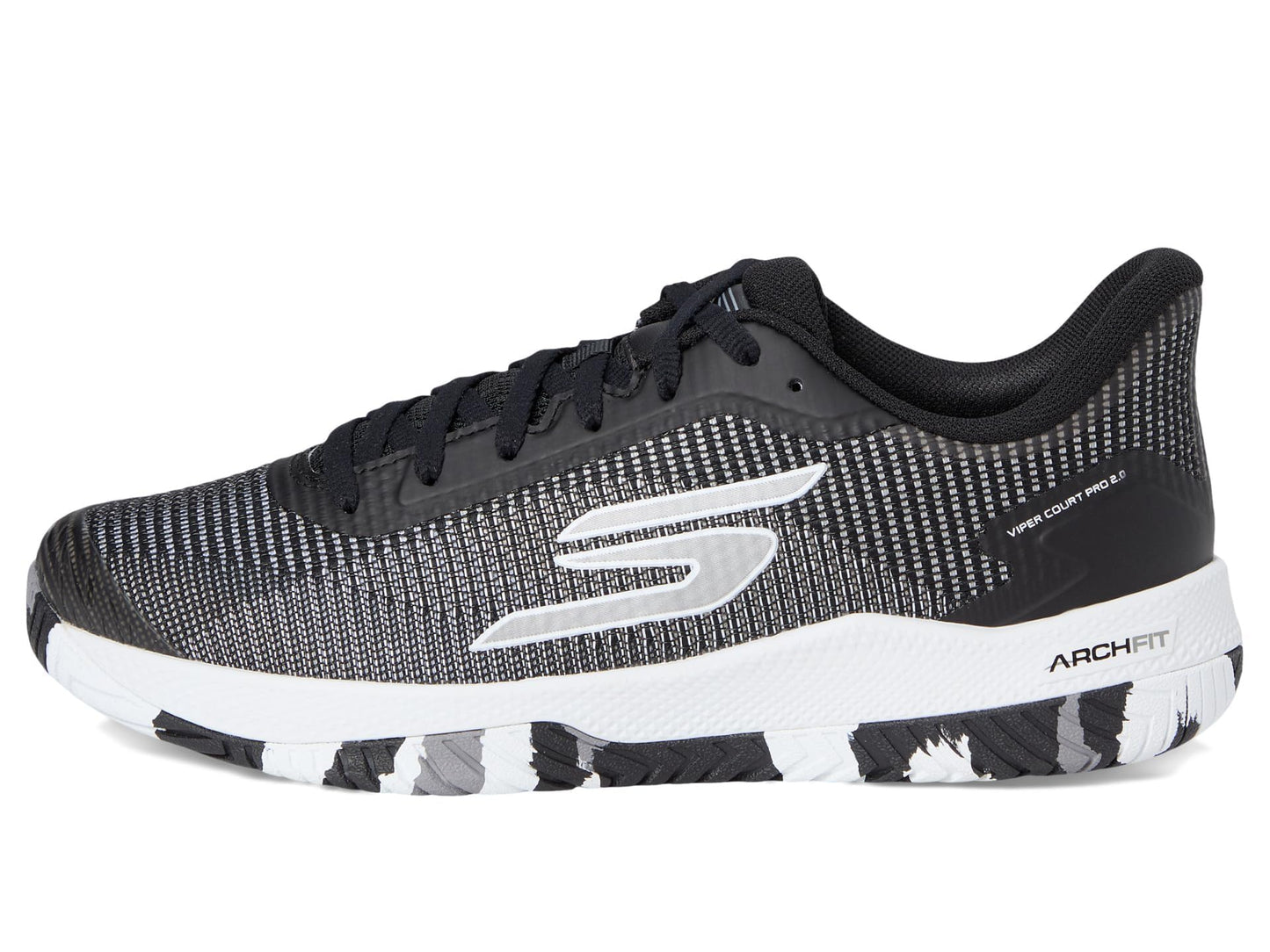 Skechers Women's Pickleball Viper Court Pro 2.0 Sneaker, Black/White, 8 Medium