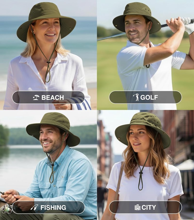 GearTOP Wide Brim Sun Hat | UPF 50+ Fishing Hat with Detachable Neck Flap & Face Cover for Men and Women