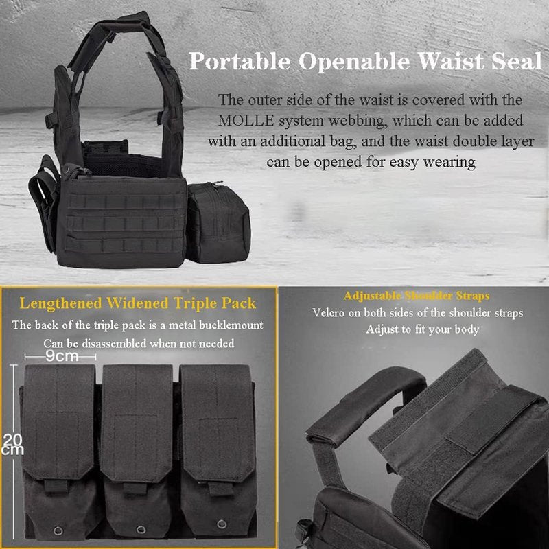 Tactical Vest for Men - Quick Release Breathable Paintball & Airsoft Gear | Adjustable Fit