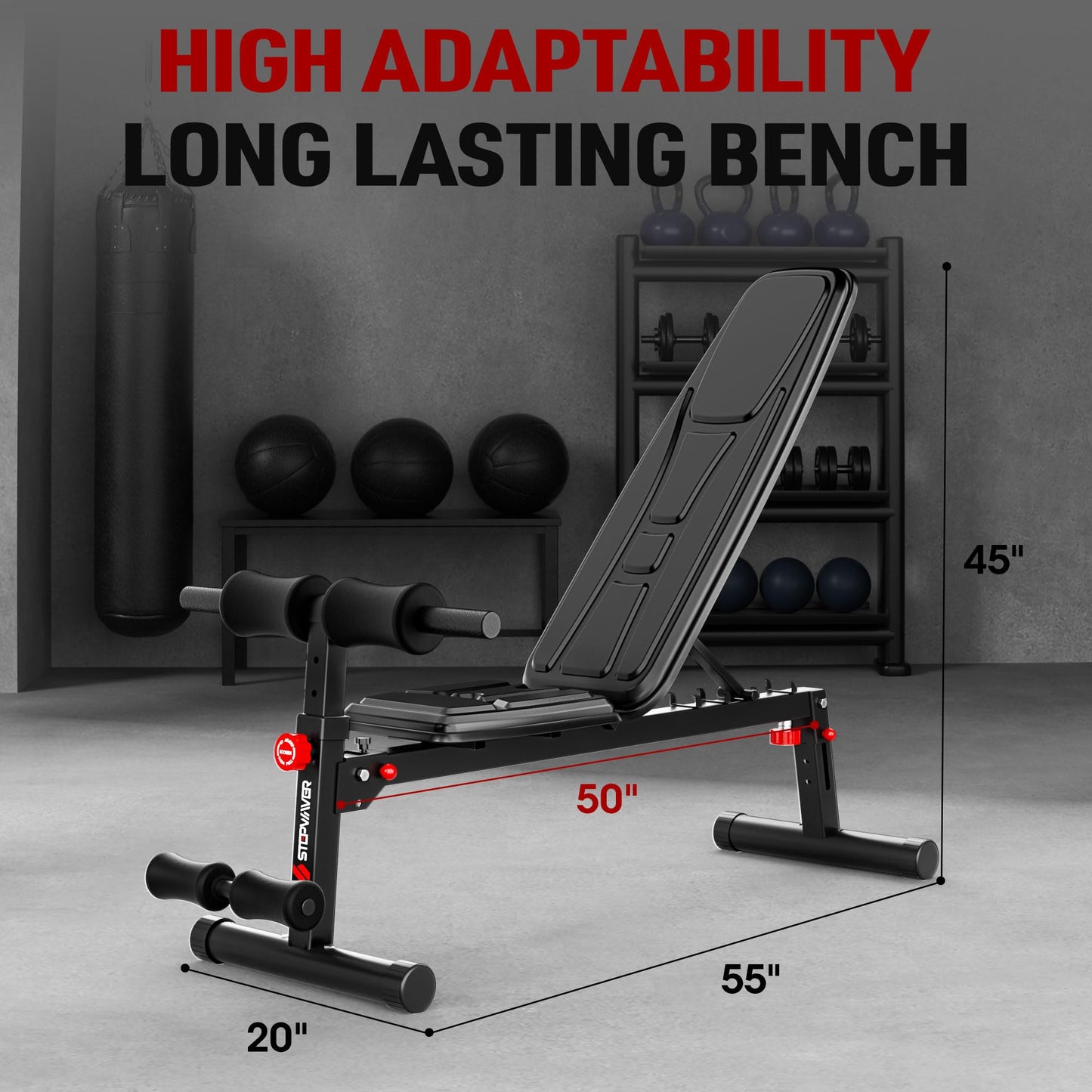 Stepwaver Weight Bench Press, Adjustable Workout Bench Multi-Functional Gym Bench for Full All-in-One Body Workout 860Lb Stable Flat/Incline/Decline Exercise Bench Roman Chair Sit up Bench